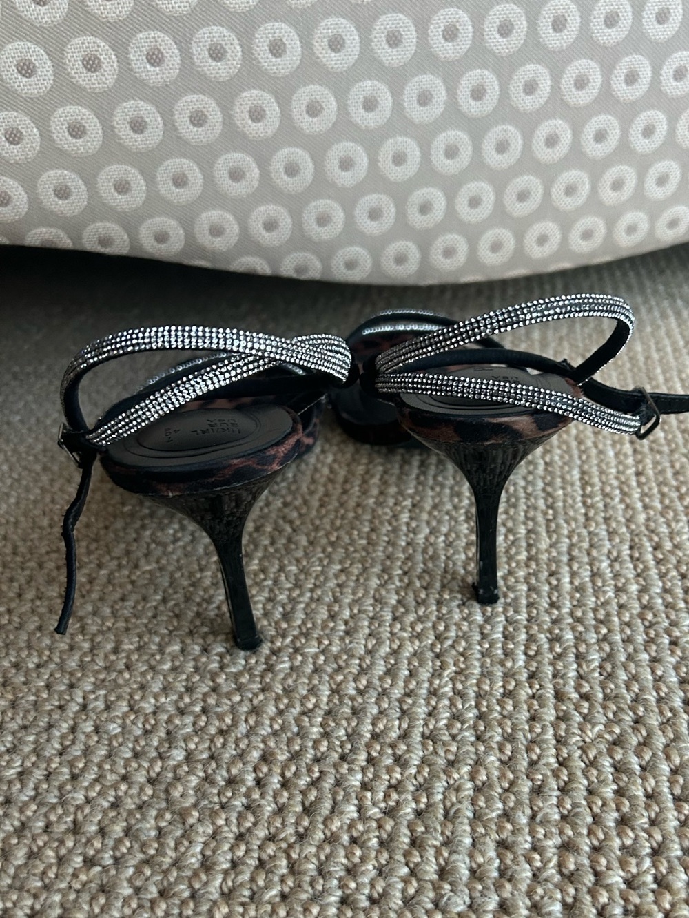 Primark Leopard Print Stiletto Slingback Sandals with Rhinestone Straps Size 9 - Picture 3 of 9